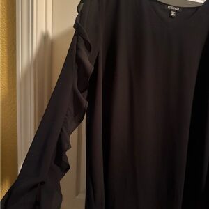 Roz & Ali Black Blouse with Ruffle Sleeves